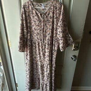 Floral Midi Dress by Universal Thread - Cream and Brown